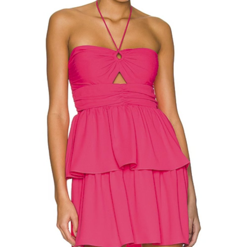 Amanda Uprichard x REVOLVE Hot Pink Shawnett Dress Halter Neck Strapless